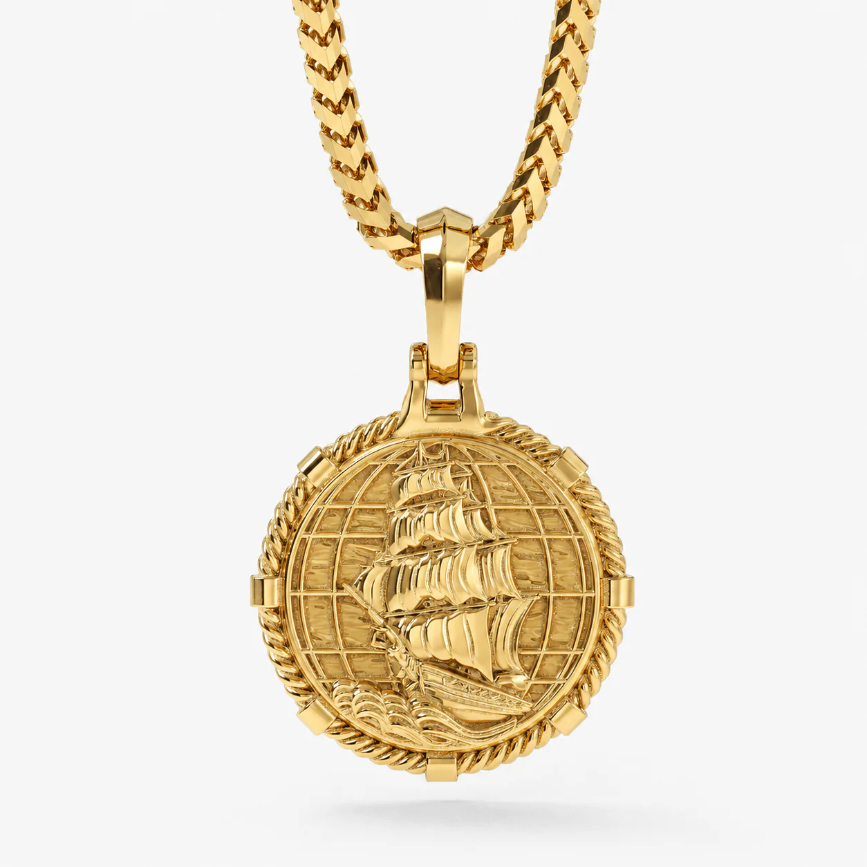 Voyager, Gold Compass Pendant with Single Diamond - Image 3