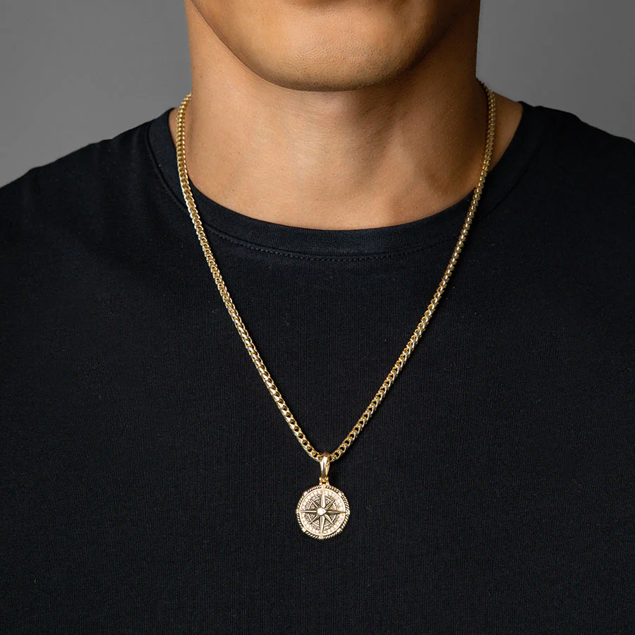 Voyager, Gold Compass Pendant with Diamonds - Image 4