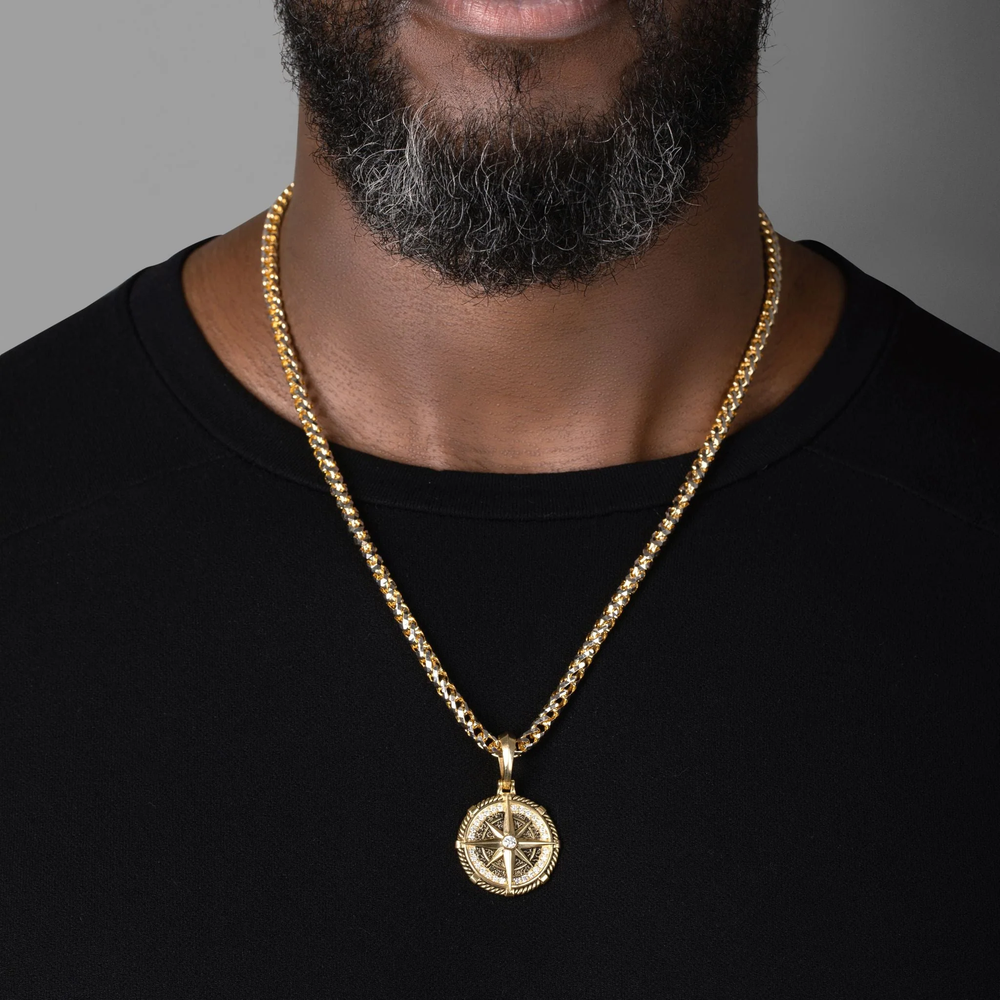 Voyager, Gold Compass Pendant with Diamonds - Image 6